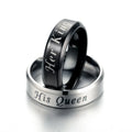 Wholesale Couple Promise Rings Fashion Luxury Stainless Steel Jewelry with Letter of Her King His Queen