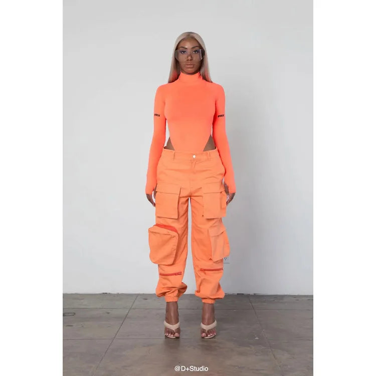 Three Dimensional Multi Pocket Loose All Match Overalls Womens High Waist Casual Trousers