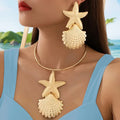 2025 New Arrival Fashion Jewelry Ocean Sea Star Shell Series Earnail Necklace Women Sea Shell Collar Choker Necklaces Set