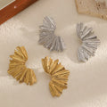 Meetyoo New Folded Texture Irregular Leaf 18K Gold Plated Stainless Steel Stud Earrings Waterproof Trendy Fashion Women Jewelry