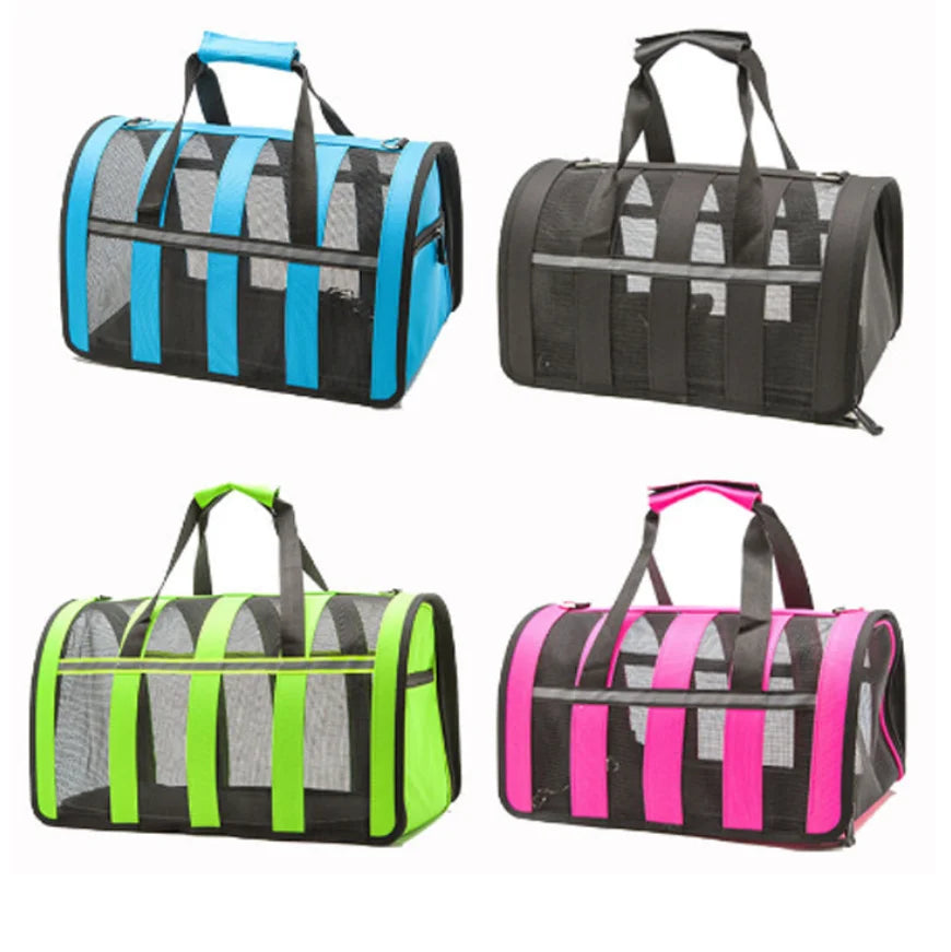 Foldable Pet Carrier Bag Small Animal Go Out Backpack Reflective Strip Breathable Pet Backpack