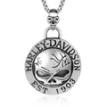 Punk Men Vintage Round Plate Stainless Steel 1991 Skull Pendant for Women Fine Necklace
