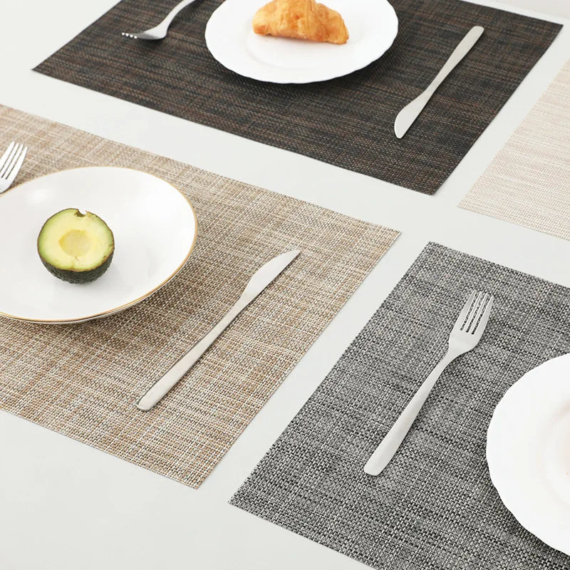 Custom Dining Table Mat Hardboard Cork BackedPlacemat Natural Vinyl Rectangular WedgeTable Mat