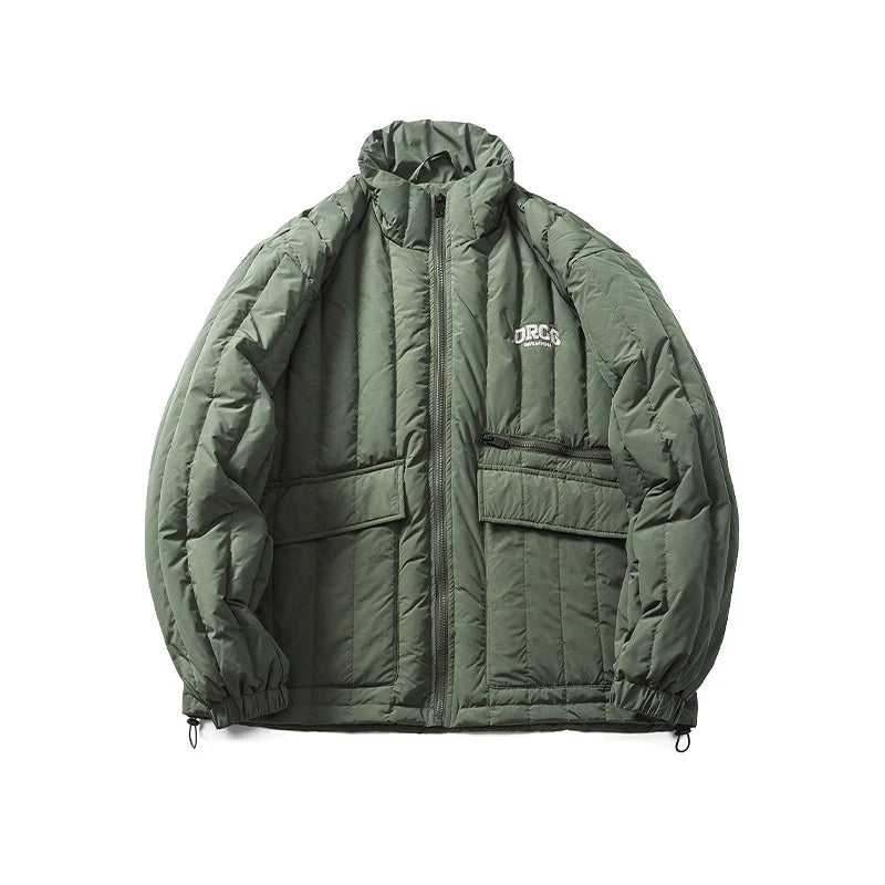 Custom Men's Cotton Jacket for Winter Stand Collar & Vertical Design