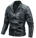 Men Fashion Motorcycle Stylish Leather Jacket Classic Custom Black Slim Leather Zipper Jackets Coats