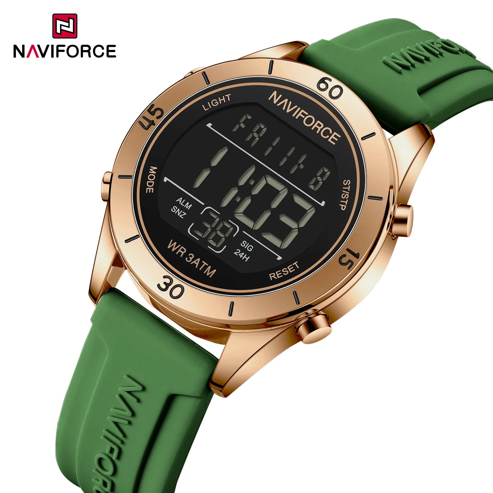 NAVIFORCE Watch 5054 Original Timing Luxury Digital Watch Women Fumed Silica Strap Calendar Wrist Watch for Lady