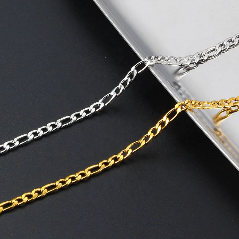 2025 Hot Sale Figaro Style Stainless Steel Cuban Chain Necklace & Bracelets Jewelry Accessory for Men & Women DIY Jewelry Making
