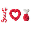 Red Heart Cotton Rope Pet Dog Chew Valentine's Day Cotton Rope Toy Interactive Pet Dog Chewing Toys Set Plush Chew Toys
