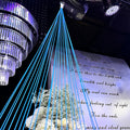 I866 Hot Sale Stage Wedding Party Ceiling Decoration Rainbow Curtain Blue White Lines