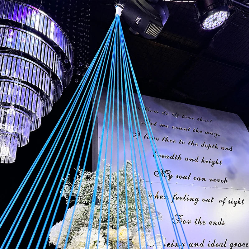 I866 Hot Sale Stage Wedding Party Ceiling Decoration Rainbow Curtain Blue White Lines
