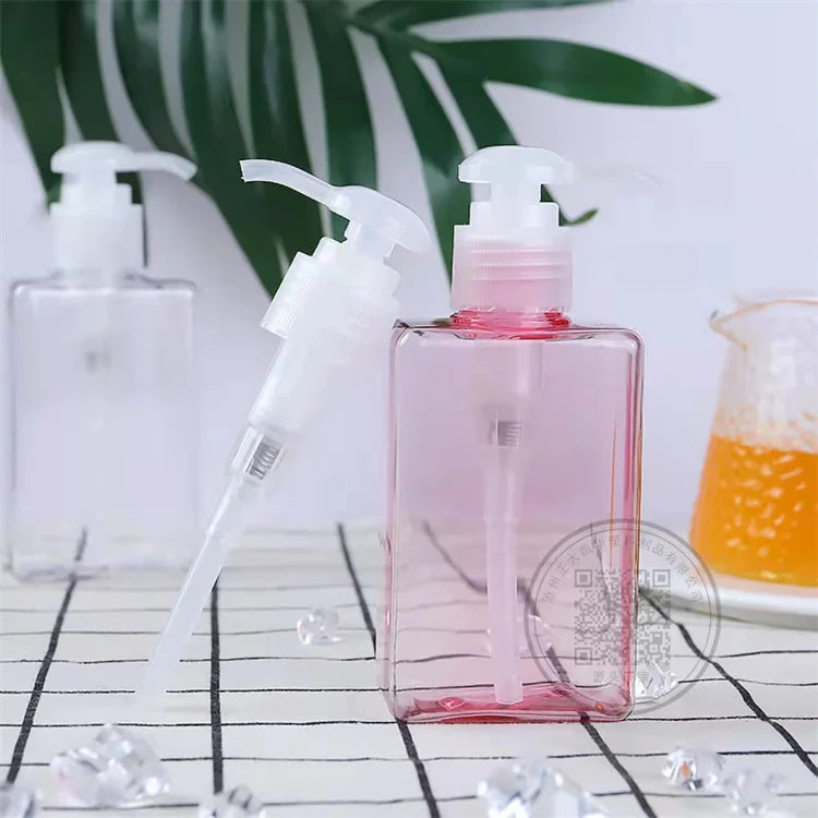 Factory Direct 200ml Transparent PET Square Plastic Pump Bottles for Face Cream & Lotion with Screen Printed Logo Options