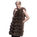 Fox Fur Vest Sleeveless Outwear Winter Thick Vest 90cm Long Fox Fur Jacket Fashion Fur Coat