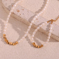 Dreamshow Fresh Water Pearl Choker 18k Gold Plated Stainless Steel Bead Chain Necklaces