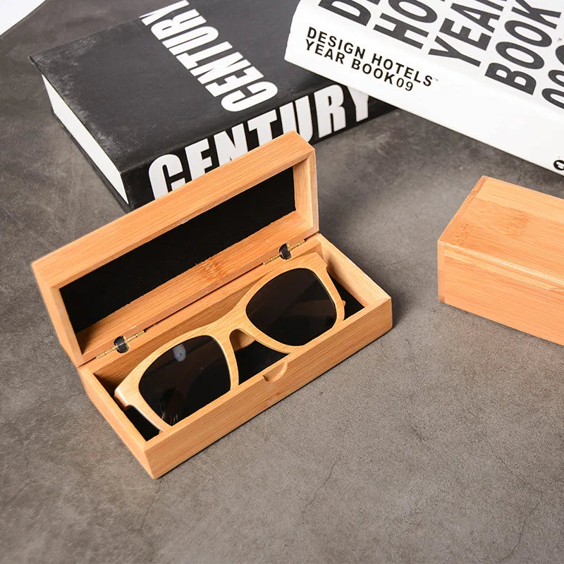Custom logo OEM Engrave Handmade Bamboo Wooden Sun Glasses Sunglasses Hard Packaging Box case
