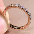 CAOSHI Factory Customable Korean Style Round Imitated Diamond Eternity Band Rings for Women Engagement Rose Gold Plated CZ Rings