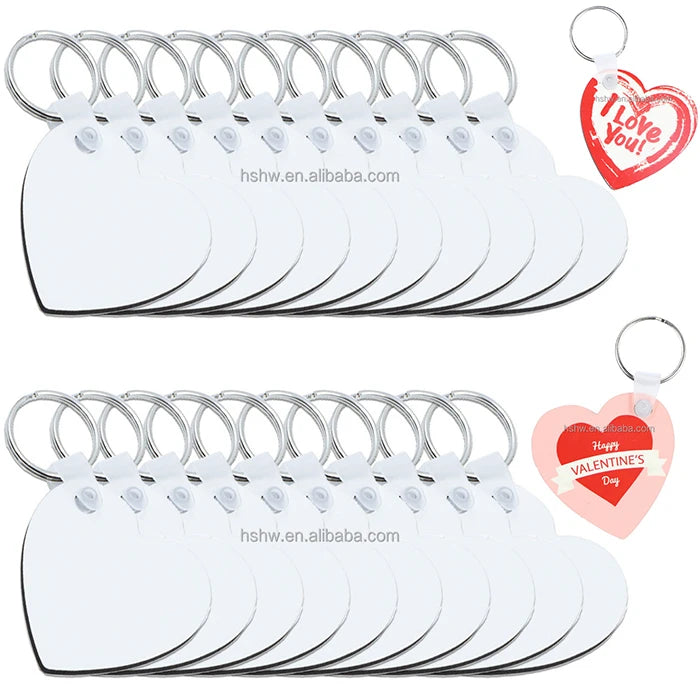 MDFSUB Wholesale Love Double-sided Sublimation Mdf Keychain 50*50mm Heart Shape Mdf Sublimation Keychain Blanks With Key Rings