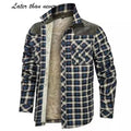 Custom Logo USA Size Men's Winter Jacket Corduroy Patchwork Flannel with Fur Lining Thicker and Warmer Tactical Style
