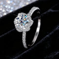 Round Rose Flower Moissanite Ring 925 Sterling Silver Excellent Cut 1 Ct Moissanite Diamond Test Past Wedding Ring for Women
