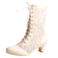 Summer Fashion White Lace Womens Boots Ribbon