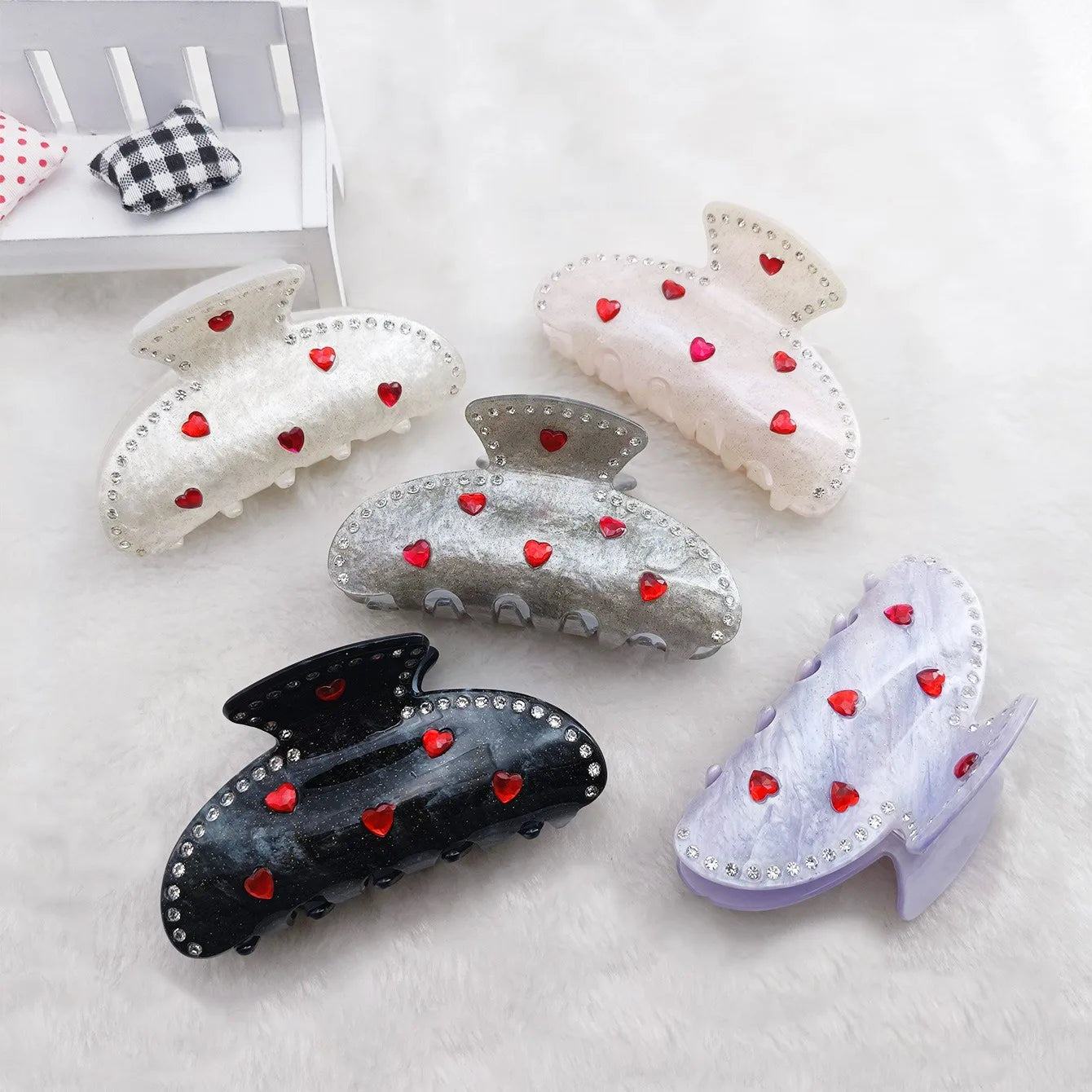 Custom New Design Acrylic Hair Claw Clips Elegant Shiny Rhinestone Hair Claws French Handmade Luxury Large Hair Claw Clip