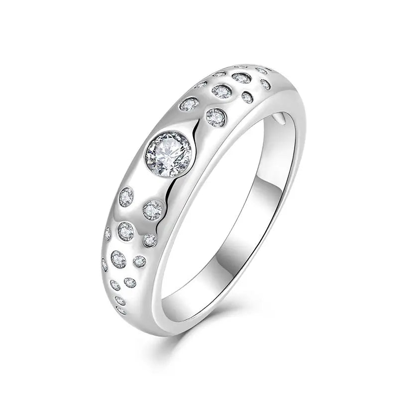 Customization Service Cubic Zirconia Jewelry Eternity Value 925 Sterling Silver Wedding Rings Set