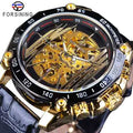 Forsining Mechanical Watch Fashion Sport Transparent Skeleton Men Automatic Watches Leather Business Wristwatches Montre Homme