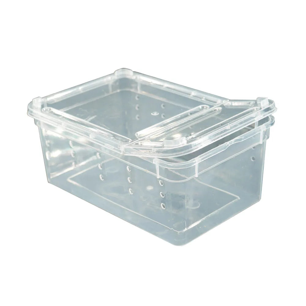 Reptile Small Plastic Feeding Box Terrarium Reptile Travel Habitat Box for Gecko Frog Spider Snake Baby Lizard