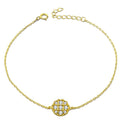14K Gold Plated 925 Sterling Silver Bracelet Cubic Zirconia Charm Bracelet Cable Chain Adjustable Bracelet Girls Fashion Jewelry