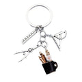 Fashion Stationery Keychain For Students Kids Pen Holder Compass Triangle Ruler Keychains Backpack Pendant Handmade Accessories