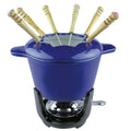 Cast Iron Fondue Pot 6 Enameled Coated Forks Custom Logo Kitchen Cookware Gas Stove Induction Bottom for Cheese Sustainable