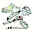 Adjustable Reflective 6 in 1 Pet Walking Dog Harness Leash Bow Collar Poop Bag Set Tactical No Pull Dog Harness Leash Collar