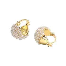 Fashion High Standard Pearl Earring Women Luxury Copper Hoop Earring 18k Gold Hot Sale Jewelry