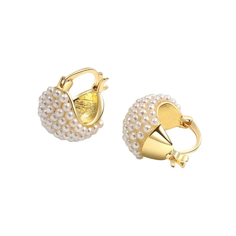 Fashion High Standard Pearl Earring Women Luxury Copper Hoop Earring 18k Gold Hot Sale Jewelry