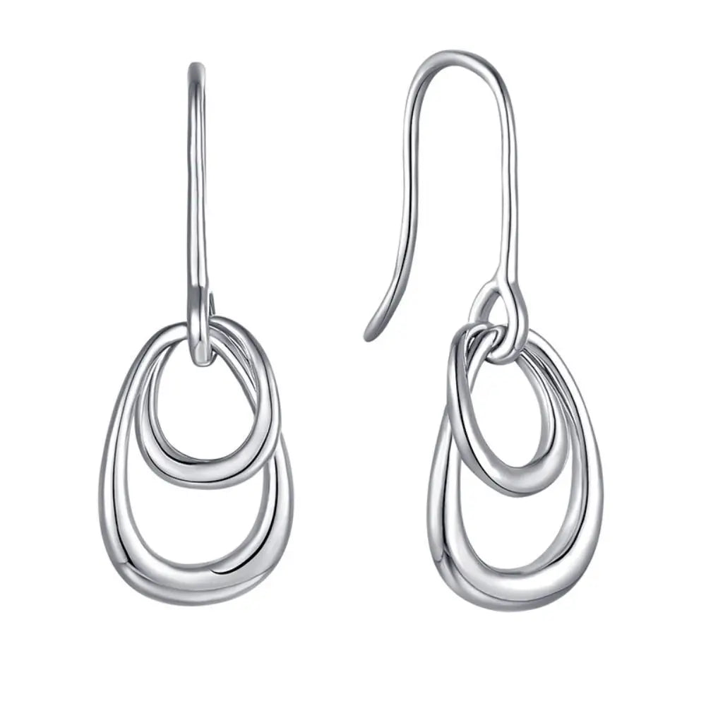 2024 Double Ring Earrings New 925 Sterling Silver Earrings Non-Allergichoops Niche Geometric Ear Hook