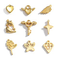 Stainless Steel Butterfly Star Heart Lock Pendant with 18K Gold Plating for DIY Bracelet Necklace Charm Accessories
