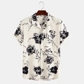 RNSHANGER Summer Flower 3D Print Men's Shirts Casual Short Sleeve Hawaii Beach Shirts Street Breathable Loose Male Shirts