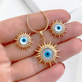 New Sunflower Jewellery Set Blue Eyes Diamonds Necklace Earrings Devil Eye Set for Women Gift
