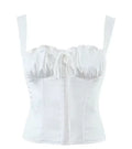 Women's Sexy Hot Girl Chest Tie Waist Camisole Slimming Tights With Zipper Top