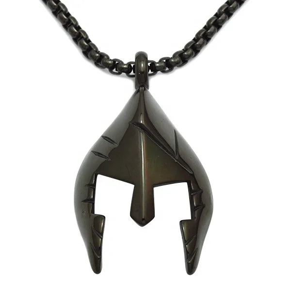High Quality Black Stainless Steel Spartan Warrior Helmet Pendant