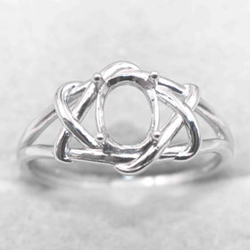 Semi Mount 6*8/7*9mm Sterling Silver Ring Empty Blank Support Claw Setting S925 Mountain Base Without Center Stone for DIY Inlay