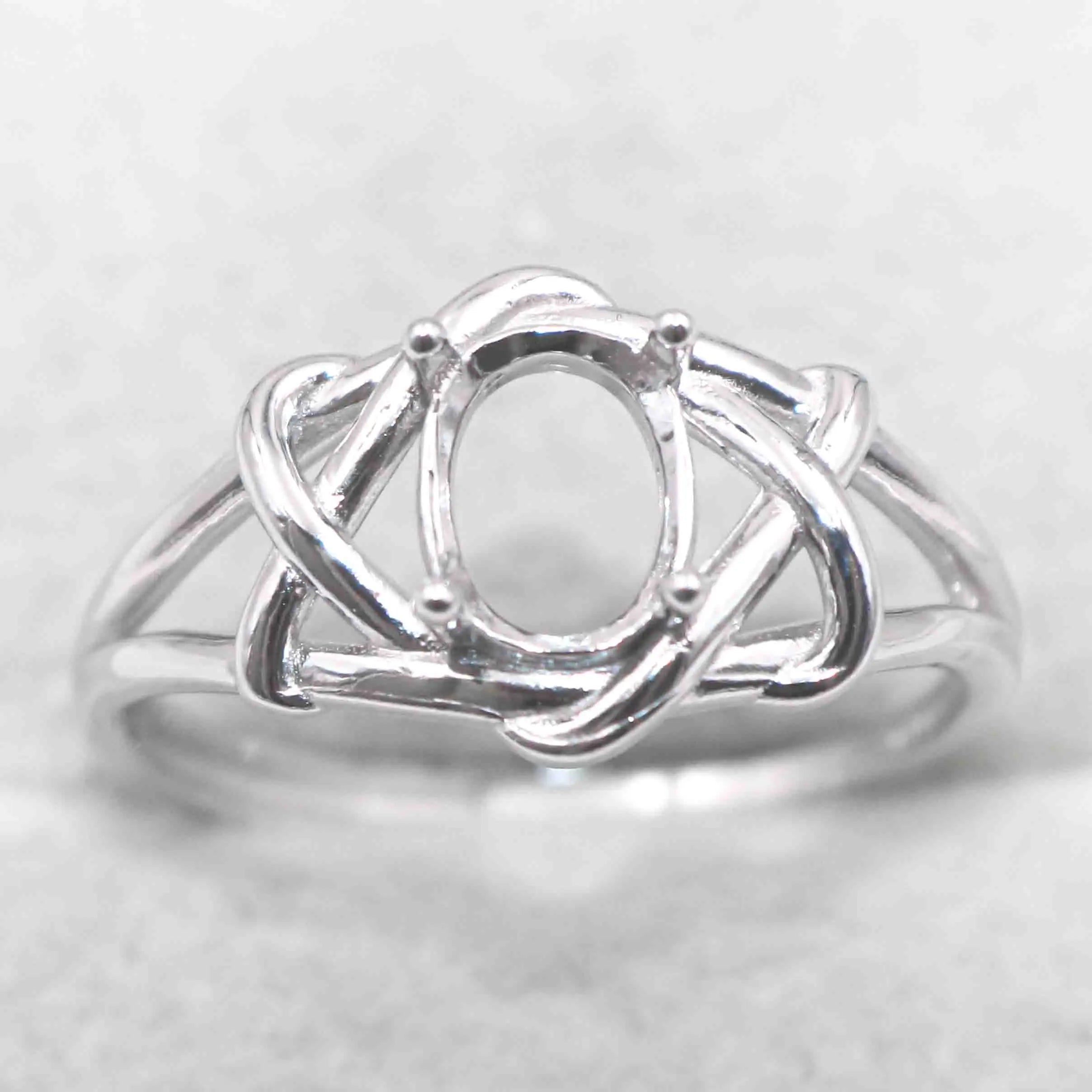 Semi Mount 6*8/7*9mm Sterling Silver Ring Empty Blank Support Claw Setting S925 Mountain Base Without Center Stone for DIY Inlay