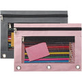 Oxford 10 Color 3 Eyes Stationery Bag Color B5 Three Hole Visible clear Document Pocket Double Layer Zipper Mesh Pencil case