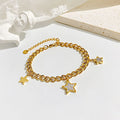 Fashion Trendy Stainless Steel Chunky Chain with Five Point Star Charm Pendant Bracelet Jewelry