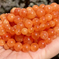 AsVrai U Natural Stone Beads Orange Angelite Spacer Loose Round Beads for Jewelry Making DIY Bracelets Accessories