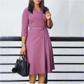 S-3XL New V-neck Fashion Dress Temperament Pleated Elastic Dress Elegant African Dress