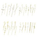 Hot Sale Long Piercing Wrap Climber Gold Plated Rhinestone Crawler Earrings Cuff Setfor Women Girls Valentine Birthday Jewelry