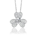 Fine Jewelry Flower Shape Moissanite Chain Necklace 925 Silver Pendant Necklaces