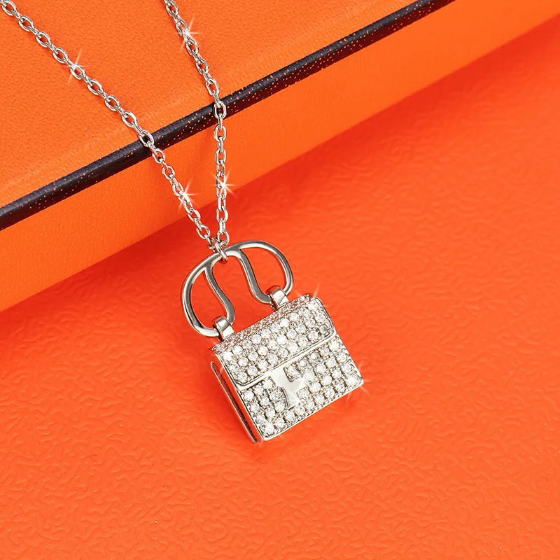 Steel Bag Necklace Women's European and American Fashion Titanium Steel Pendant Student Online Red New Ins Fashion