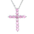 Crystal Pink Green Cross Pendant Necklace Jewelry for Women Accessories CZ Cubic Zirconia 2025 Trendy Fashion Luxury Brass N0020