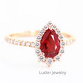 Luster Jewellery 10/14/18k Wedding Red Ruby Moissanite Ring Gold Sterling Silver 925 Rings for Women